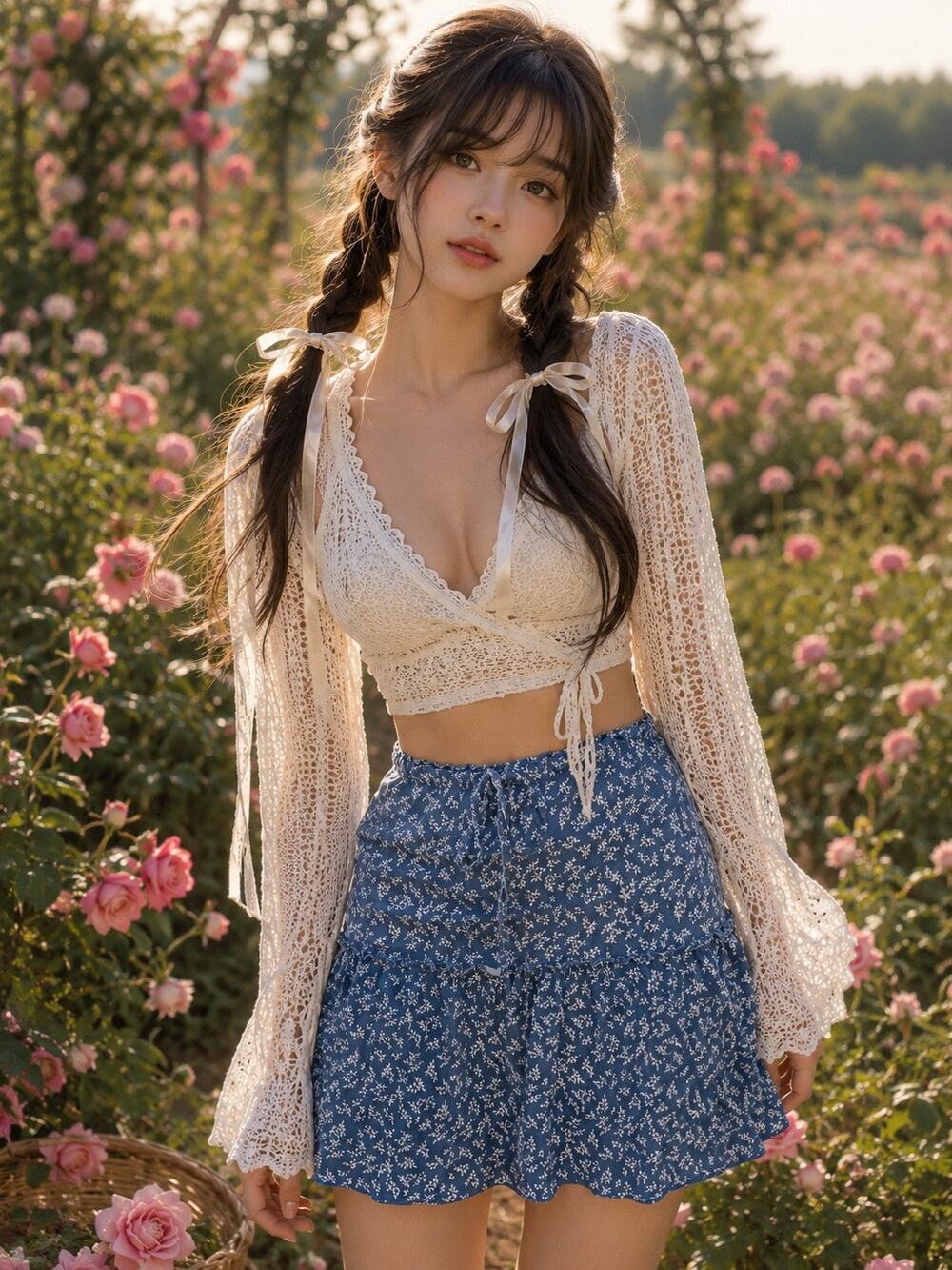 Brandy Melville Twirl into Flowers blooming floral flowy high waisted mini skirt